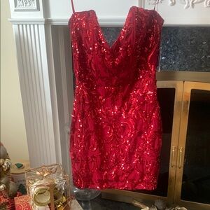 Glamorous Red Sequin Mini Dress